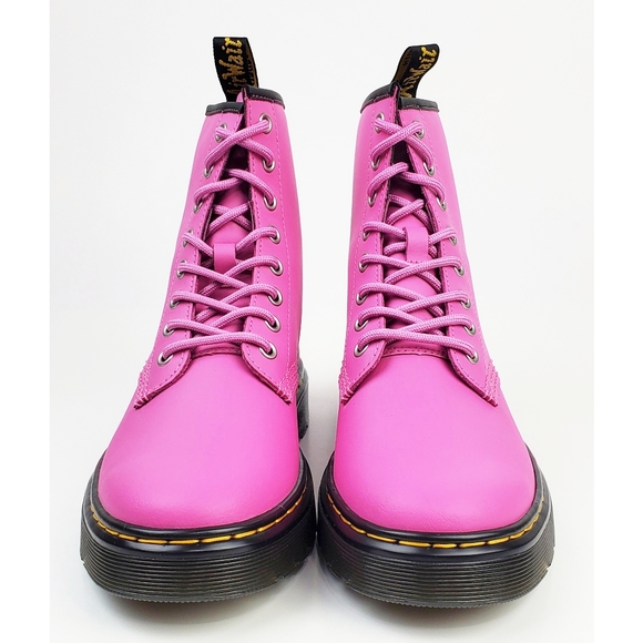 NWB Dr Martens Zavala combat boots thrift pink leather lace up preppy bohemian - Picture 11 of 15